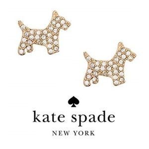 NWT Kate Spade Pave Scotty Dog Studs Gold